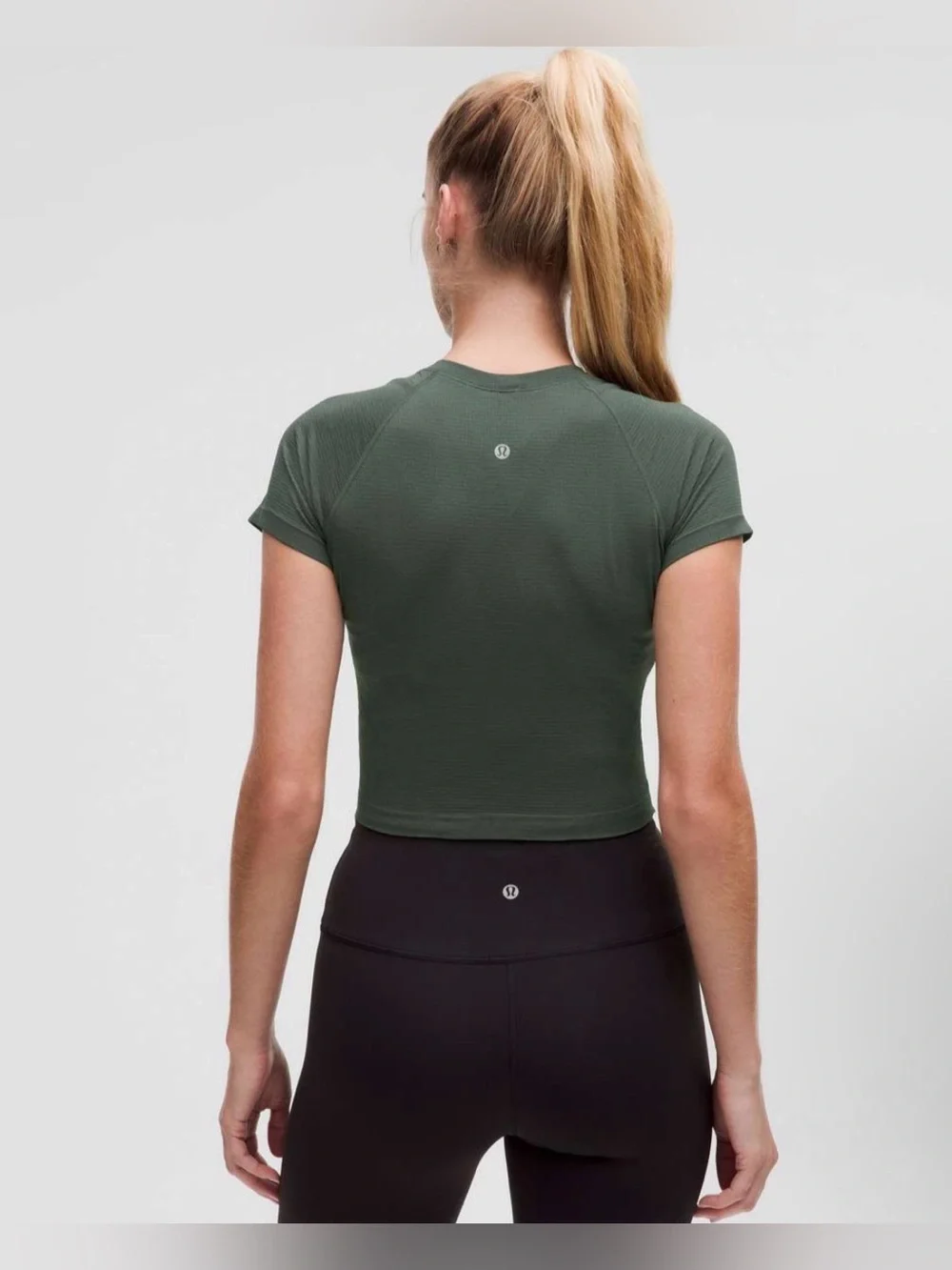 Lululemon swiftly tech cropped short- sleeve shirt 2.0 size 12 dark forest